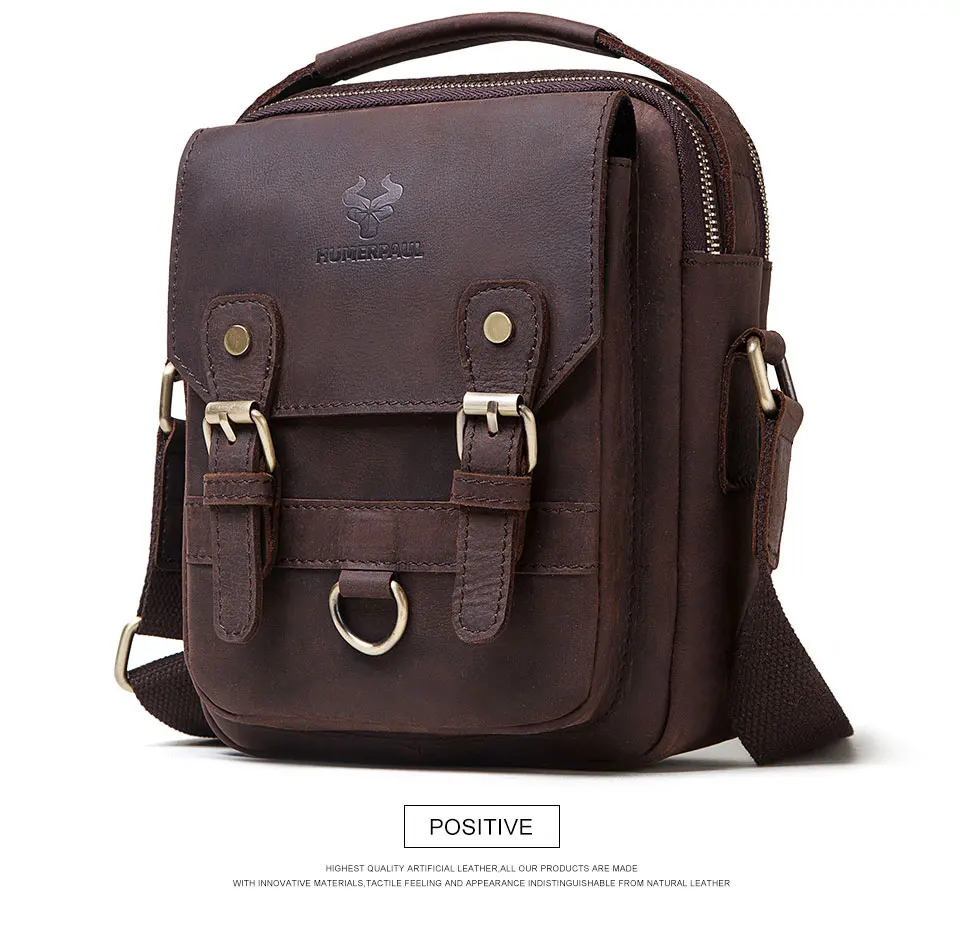 HUMERPAUL Shoulder Bag for Men Casual Genuine Leather Messenger Crossbody Bags Business Handbag for Work Full Grain Leather - Image 14