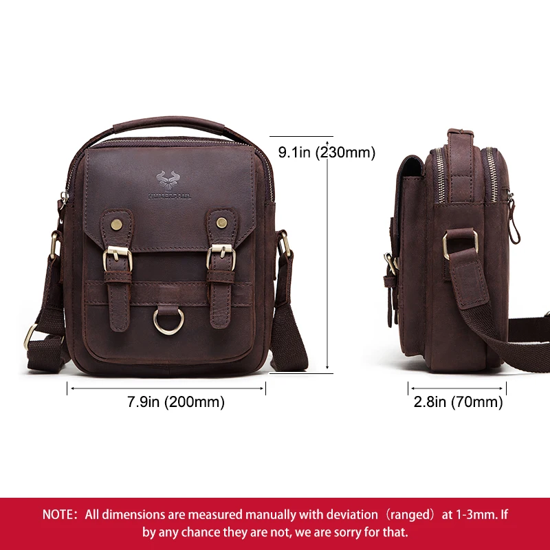 HUMERPAUL Shoulder Bag for Men Casual Genuine Leather Messenger Crossbody Bags Business Handbag for Work Full Grain Leather - Image 4