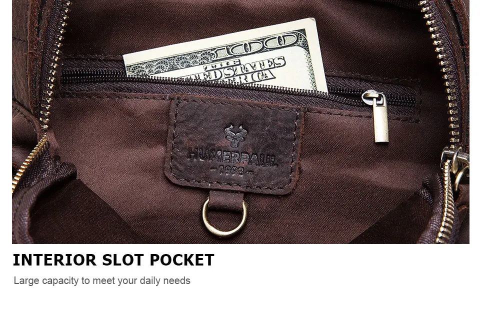 HUMERPAUL Shoulder Bag for Men Casual Genuine Leather Messenger Crossbody Bags Business Handbag for Work Full Grain Leather - Image 20