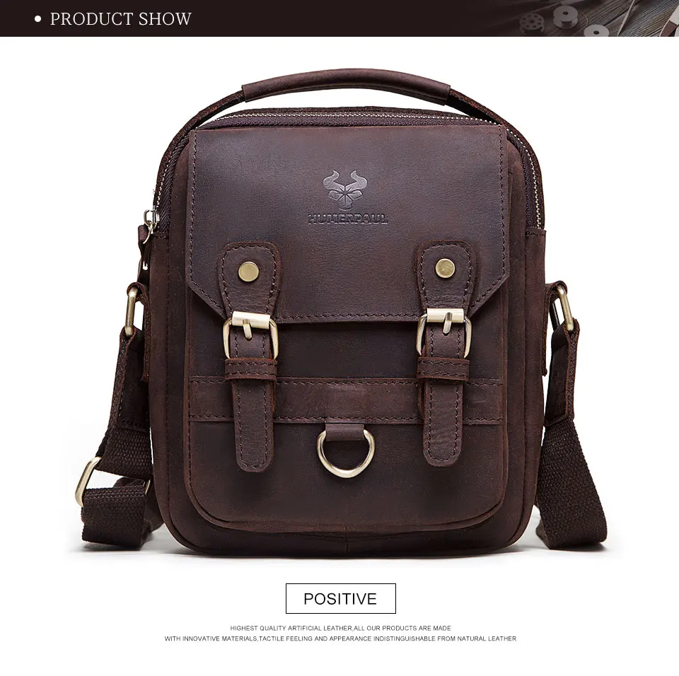 HUMERPAUL Shoulder Bag for Men Casual Genuine Leather Messenger Crossbody Bags Business Handbag for Work Full Grain Leather - Image 13
