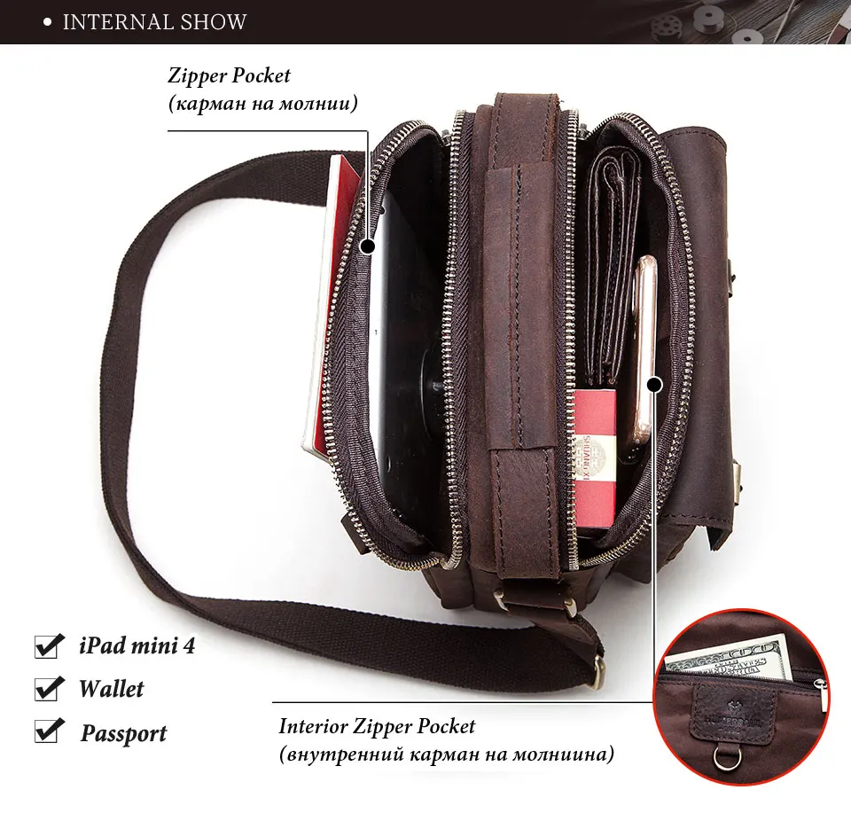 HUMERPAUL Shoulder Bag for Men Casual Genuine Leather Messenger Crossbody Bags Business Handbag for Work Full Grain Leather - Image 11