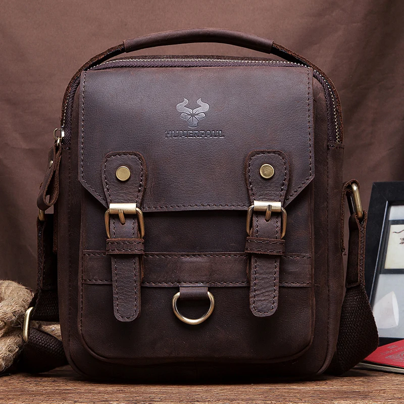 HUMERPAUL Shoulder Bag for Men Casual Genuine Leather Messenger Crossbody Bags Business Handbag for Work Full Grain Leather - Image 6