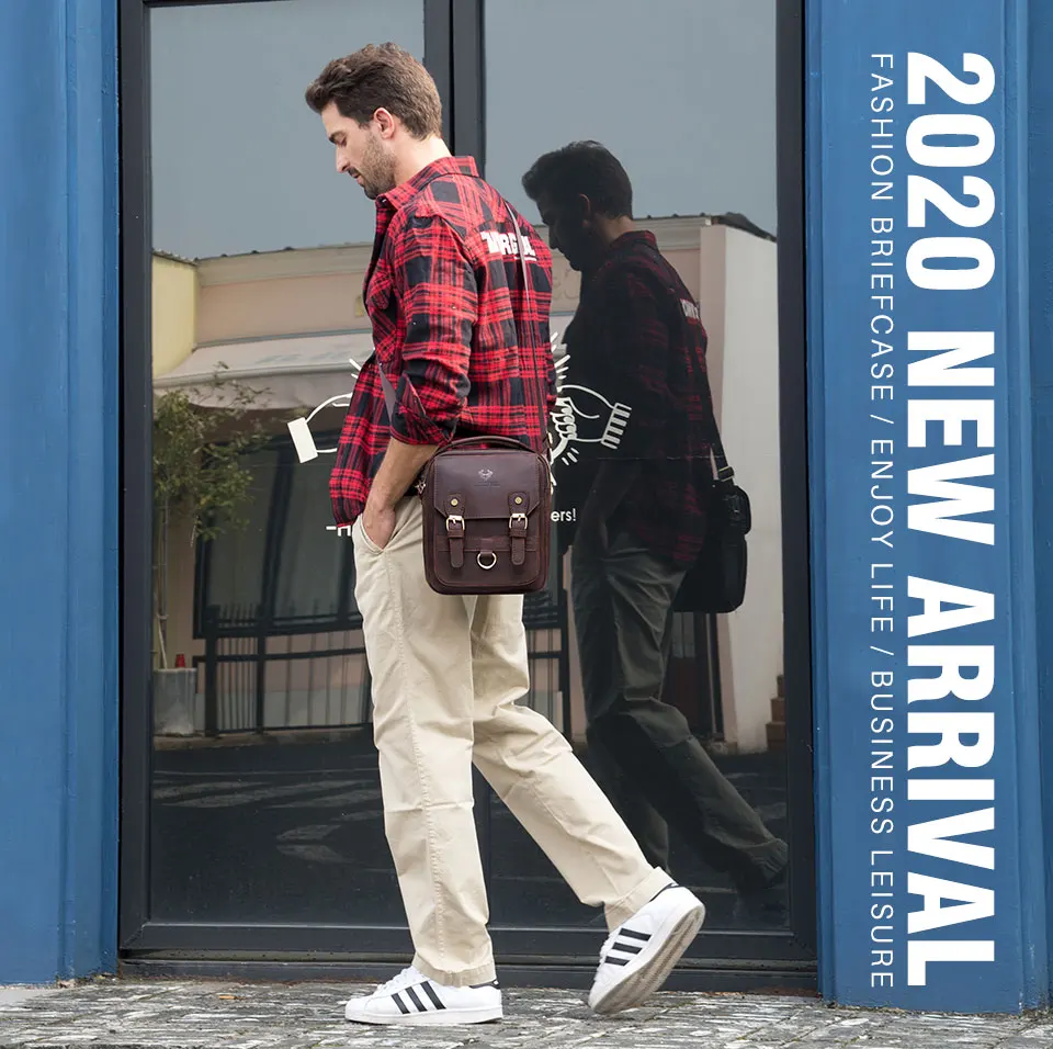 HUMERPAUL Shoulder Bag for Men Casual Genuine Leather Messenger Crossbody Bags Business Handbag for Work Full Grain Leather - Image 7